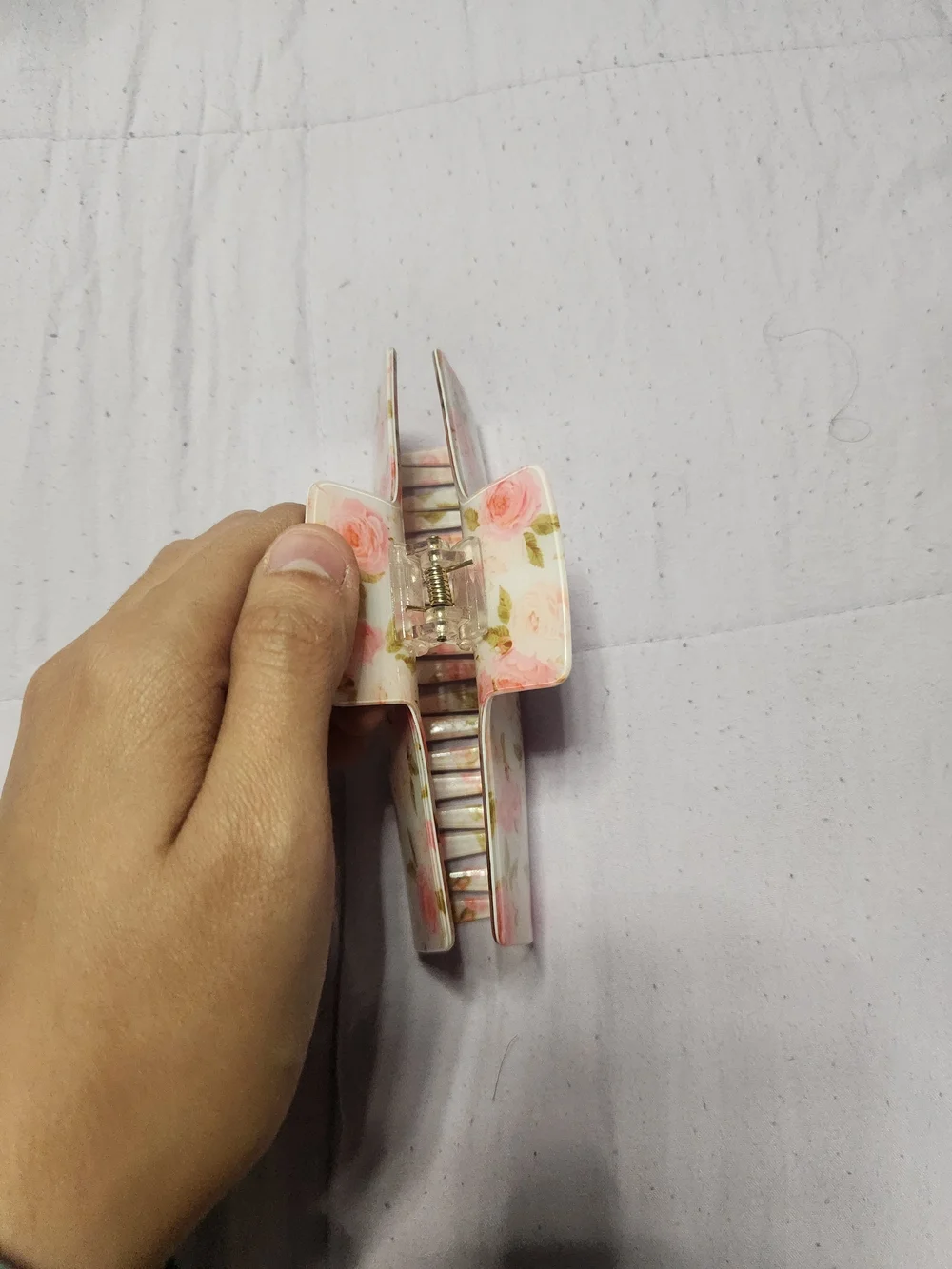 Floral Pink Rose Hair Claw Clip for Women